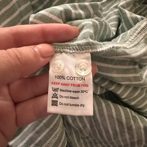 WIMBLEDON Striped Midi Shirt Dress Green Small