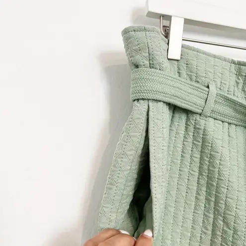 Samsoe Ember Paperbag High Waist Braided Belt Quilted Shorts New NWOT Size Large Green