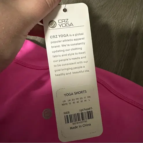 CRZ Yoga Light Purple Pink High Rise Yoga Shorts 9.5" Inseam Sz M NEW