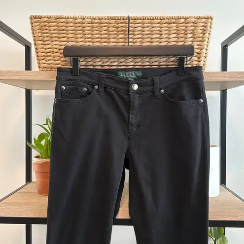 Ralph Lauren Lauren  Mid-Rise Modern Straight Curvy Black Ankle Jeans, 8