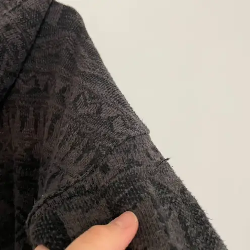 American Eagle  Dark Gray Black Aztec Tribal Boho Full Zip Knit Hoodie Sweatshirt