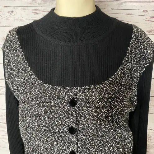 Vintage M.H.M. Melissa Harper knit black & grey dress size medium