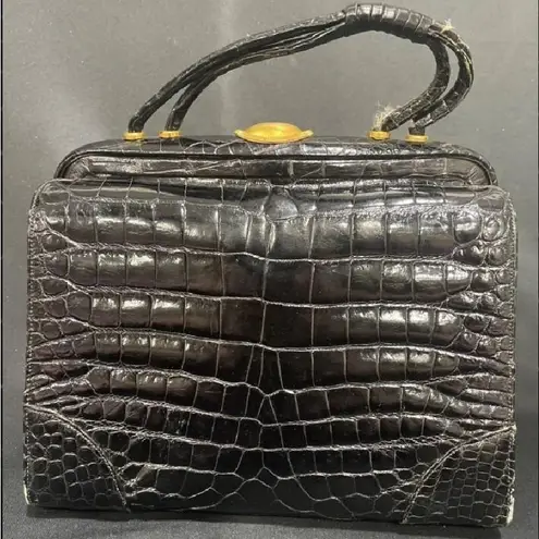 Genuine Vintage Alligator Purse Mary Ann Rosenfeld Handbag Black Mod MCM
