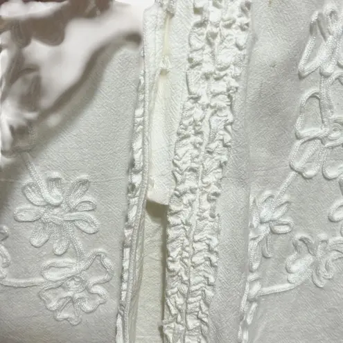 Soft Surroundings Cardigan Top MP Floral Embroidered Button Tie Front Cottage