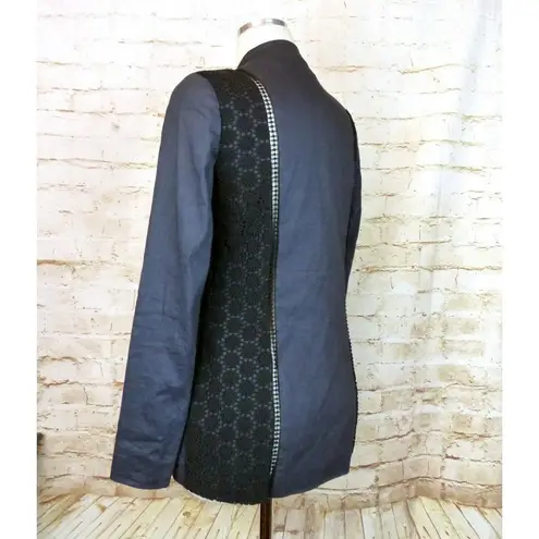 Elie Tahari Bonnie Blue Linen Blend Floral Crochet Lace Panel Blazer US 2 $448