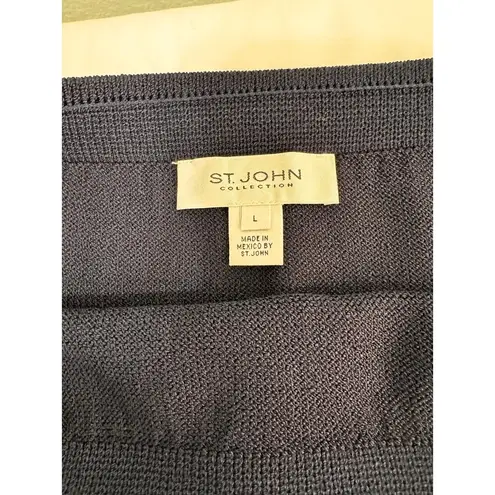 St. John Collection Shell & Skirt Santana Knit Wool Blend Classic Black & Gold L