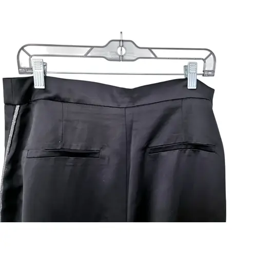 Jason Wu Black Wide Leg Rhinestone Atlas Pants Size 8 Pockets Women's High Rise