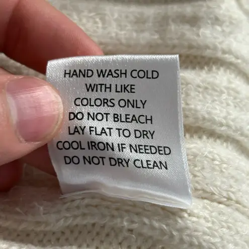 Altar'd State  Off White Oversized Fuzzy Turtleneck Ribbed Sweater Size Medium