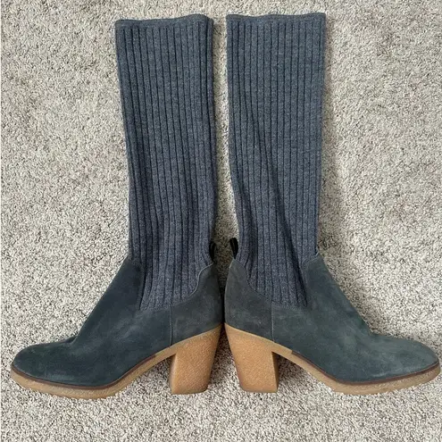 Miss Albright Sz 38 Sweaterknit Blue Suede Boots