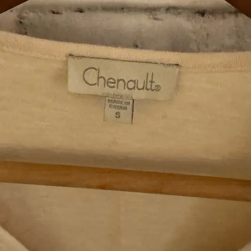 Women’s Chenault peachy cream colored eyehole puff sleeve shirt Small