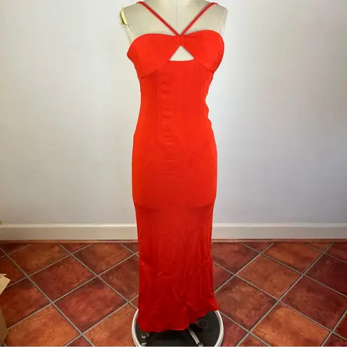 Staud Gianna Halter Maxi Dress in Orange Size 2