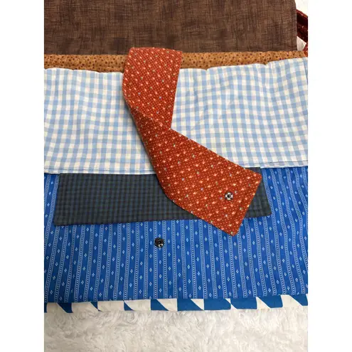 Handmade Quilted Patchwork Messenger Briefcase Bag Blue Red Brown OOAK - Image 3