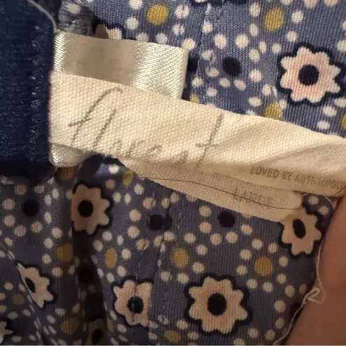 Anthropologie Floreat Blue White Floral Print Bikini Top Sz L