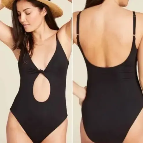 ANDIE  Swim Black Santorini Keyhole Knot One Piece Swimsuit Sz M NWT