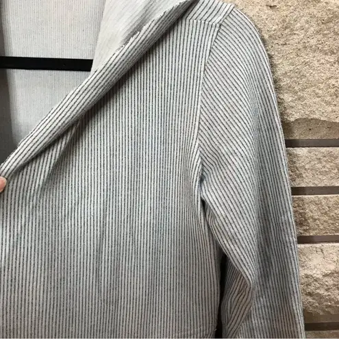 Cut loose Raw Hem Ribbed Open Front Cardigan Jacket Grey Small Lagenlook Gray