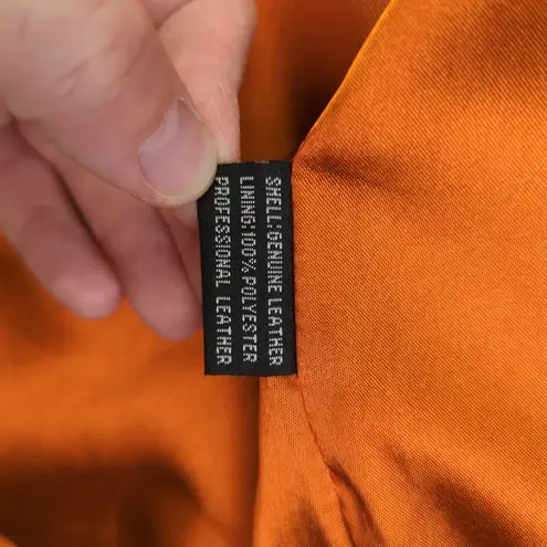 MontanaCo Suede Leather Jacket Women's Full Zip Copper Orange Warm Tone Large