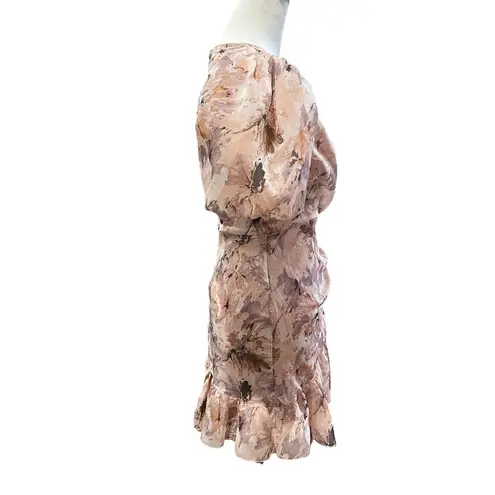 Missguided Mini Dress Size 0 Pink NWT Floral Coquette Flirty Puff Sleeve Frill