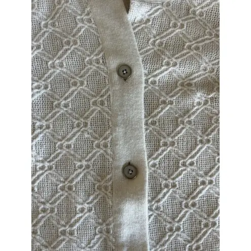 Vintage 100% Virgin Wool Sweater Jacket Size Small Textured Knit Button Closure White
