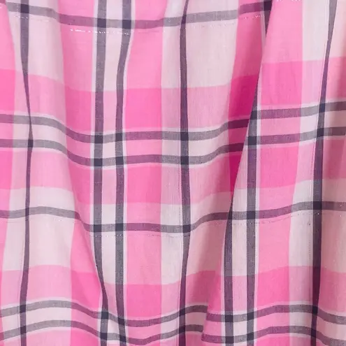 Majorelle ‘Florian’ midi dress in pink plaid w/ halter tie neck & bandeau top. S