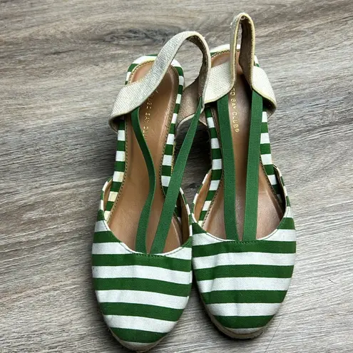 Montego Bay Club Green and White Striped Wedges Size 11