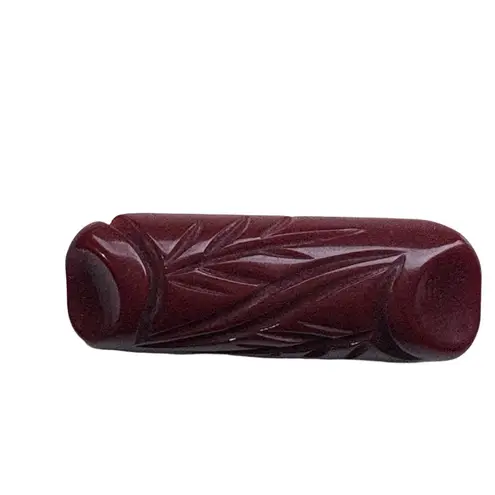 Vintage 1930s Carved Bakelite Dress Clip Deep Oxblood Red Leaf Motif
