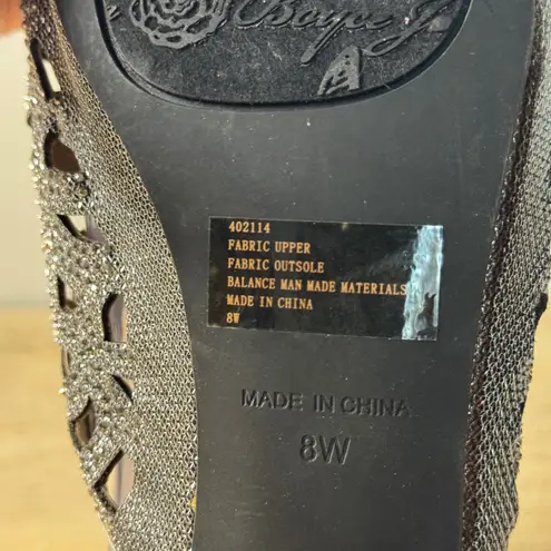 Joan Boyce Shies Silver Glitter Peep Toe Kitten Heel Slip