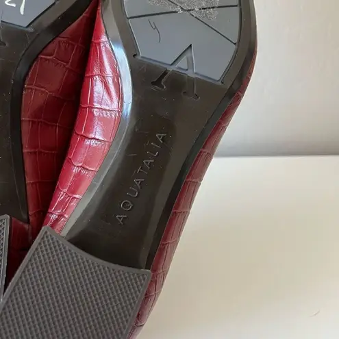 Aquatalia  Pasha Croc‎ Embossed Pointed Toe Pump Red Size 12 - Image 8