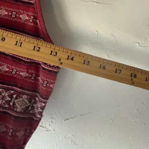 2010s Sm Red Geometric Aztec Print Cropped Halter Tank Top Tie Summer Festival