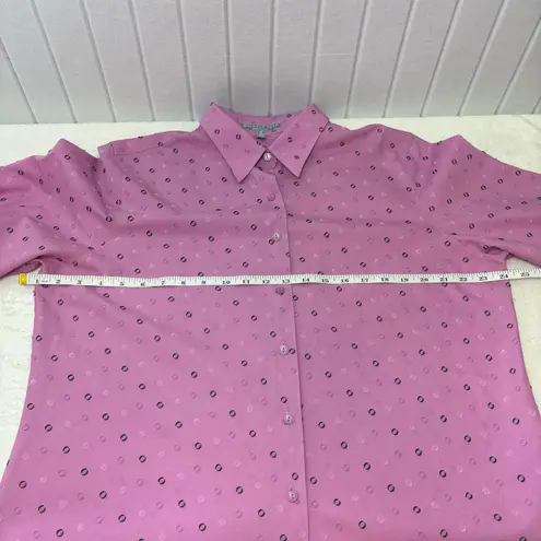 Foxcroft  Wrinkle Free Shaped Fit Pink Button-Up Shirt with Pattern‎ Size 16 - Image 5