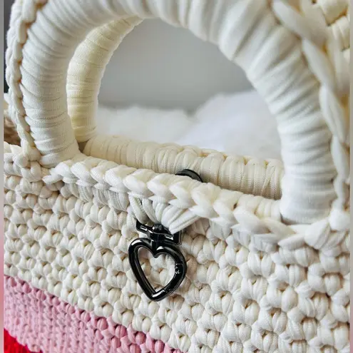 Handmade Valentine Tote Bag with Heart Clip Accent