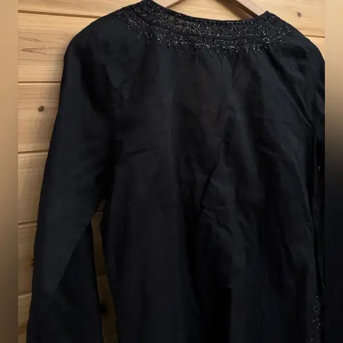 Calypso St. Barth  Size Small 3/4 Sleeve Tie Front Metallic Blouse