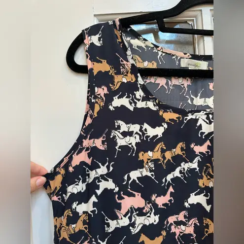 Anthropologie Porridge Petaluma Sundress Horse Equestrian Print Polka Dot Size L Blue Size L