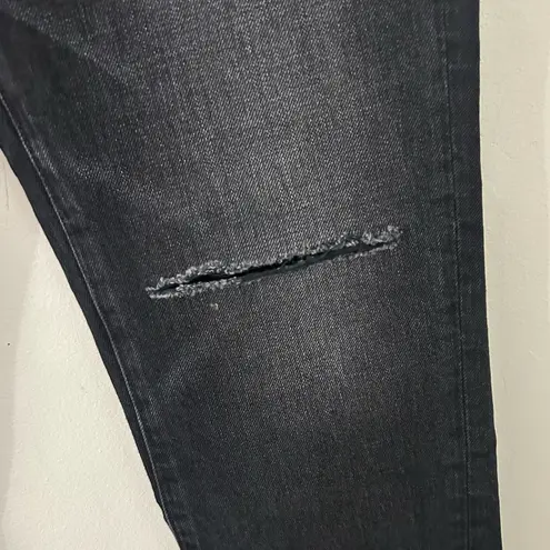 Edwin Women's CAi Straight Leg Ripped Distressed Black Denim Jeans 27 New