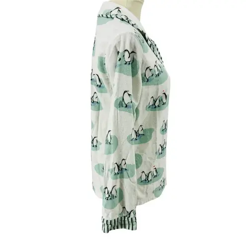 Munki Munki White Penguin Love Flannel Pajama Set Large