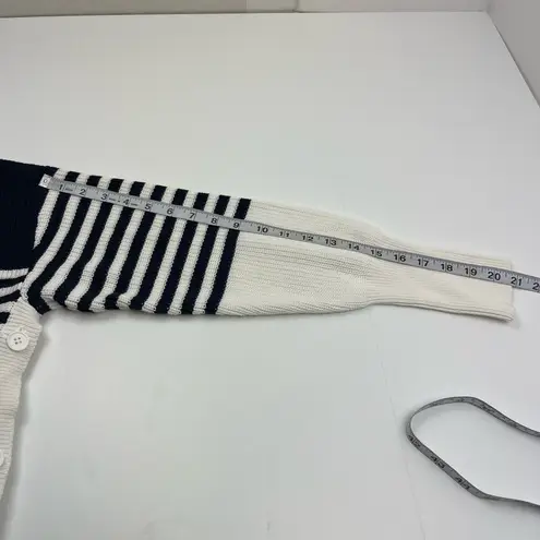 Sundays Alder Side Button Navy Blue White Striped Sweater *SEE MEASUREMENTS