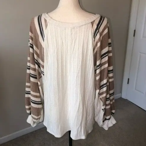 143 Story Womens Size Medium Knit Top Mixed Media Balloon Sleeve Sweater Top