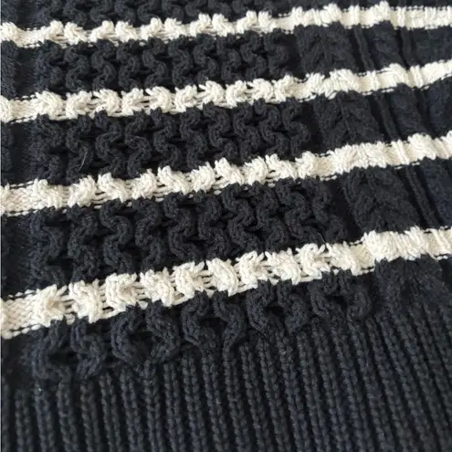 Target La Linge Pull Over Striped Quarter Zip Cable Knit Sweater Women’s 1X Black