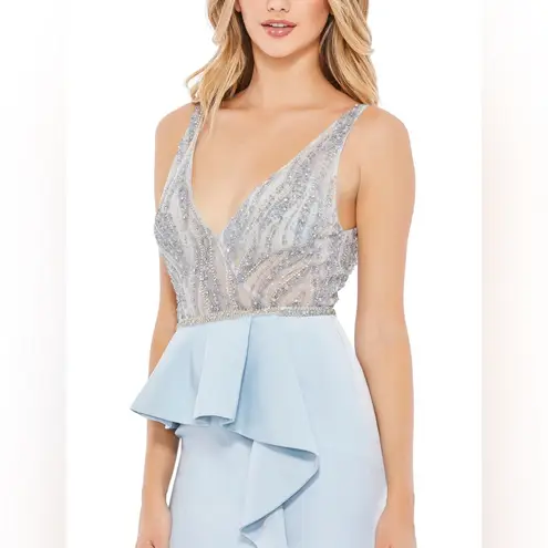 Mac Duggal 11203 Embellished Illusion Peplum Bodice Gown NWT