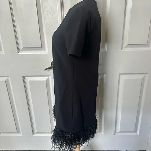 Likely Marullo feather trim black mini dress size 0 new with tags