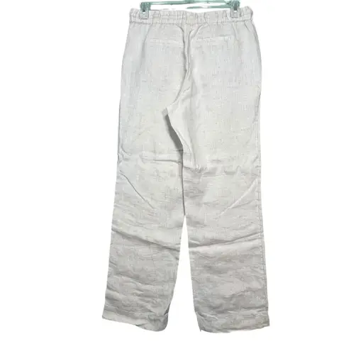 Charter Club Pants Womens Petite Small Beige Linen Drawstring Elastic Waist
