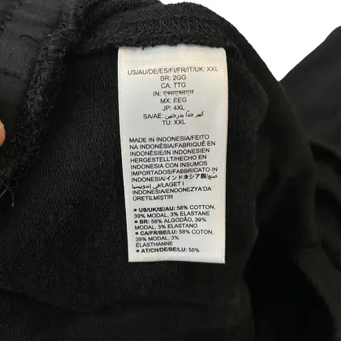 Daily Ritual Women’s Wide Leg Cropped Terry Cloth Pants in Black Size XXL