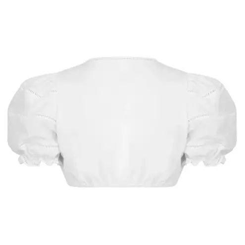 Vanessa Mooney Joelle White Puff Sleeve Cropped Blouse M NWT