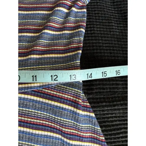 Iz Byer  Girl Blue/Multi Striped Dress Junior XL Short Sleeve V Neck Faux Buttons