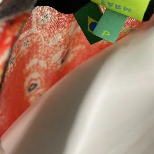 Farm Rio  Long Sleeve Sheer Button Blouse with Side Slits