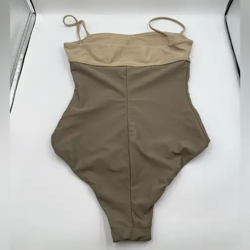 Oak + Fort Color Block Swimsuit Brown