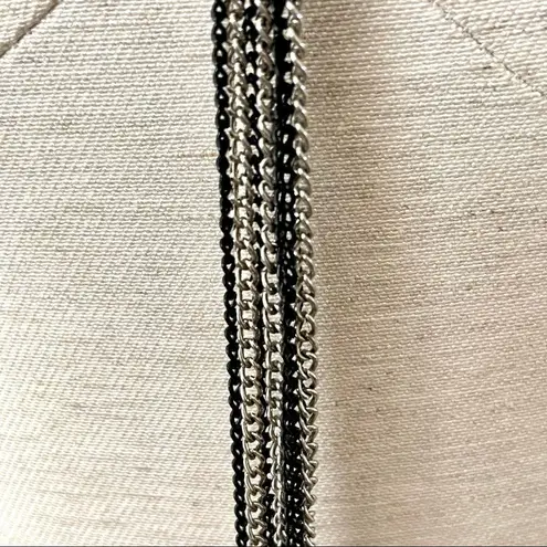 BlackĀ silver chain long necklace with rhinestoneāballs