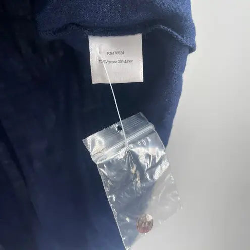 Bobi BLACK Blouse Small Linen Blend Navy NWT Button Down Dolman Style Casual