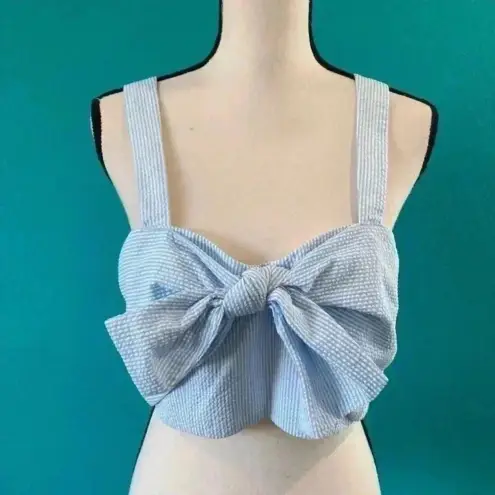 New with tags jonathan simkhai l striped cotton tie bra top sky combo Blue Size M