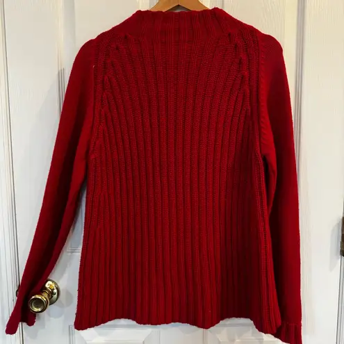 Valerie Stevens Red Ribbed Mock Neck Cotton Blend Sweater Medium Christmas