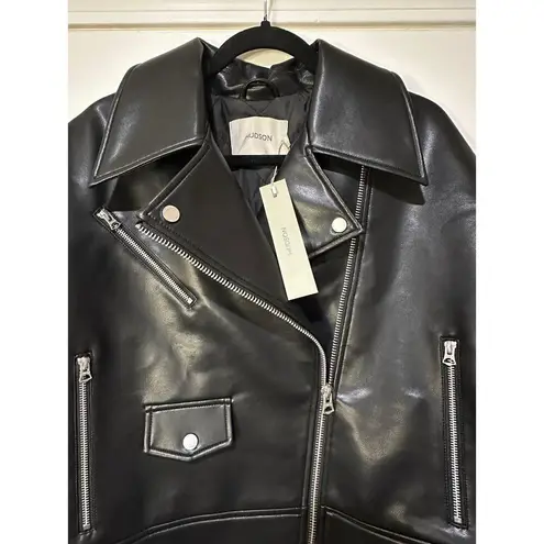 Hudson Faux Leather Black Jacket Small NWT Sample Piece Biker Jacket Moto Detail